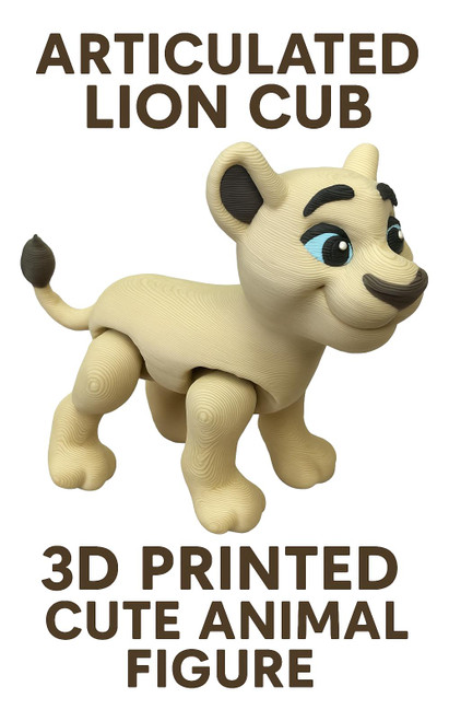 3D Printed Lion Female Figure – Articulated Multi-Color African Animal