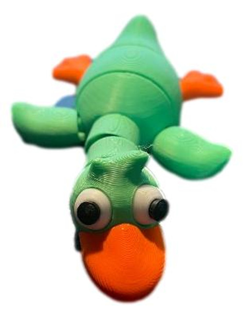 3D Printed Quacklet Cute Duck Figure – Articulated Multi-Color Animal - Green