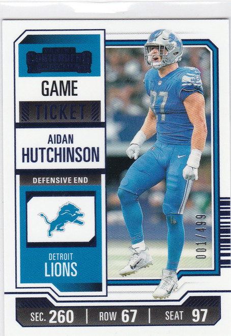 2023 Panini Contenders #33 Aidan Hutchinson 1/499 Detroit Lions