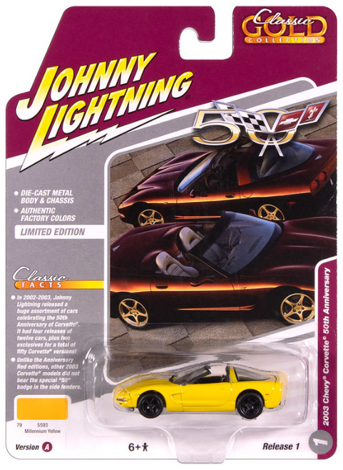 Johnny Lightning JLCG033 Classic Gold VER A 2003 Chevy Corvette 50th Anniversary