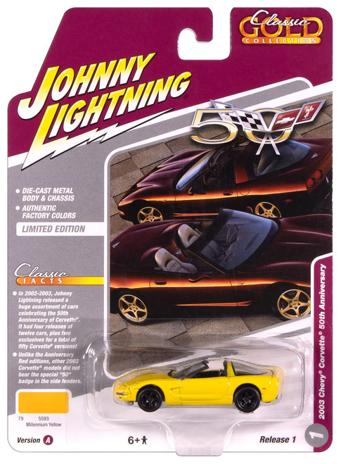 Johnny Lightning JLCG033 Classic Gold VER A 2003 Chevy Corvette 50th Anniversary
