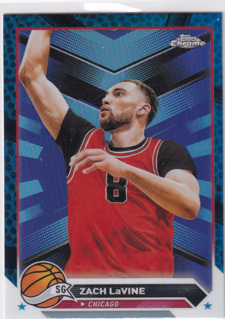 2024 TOPPS CHROME #55 ZACH LAVINE BLUE HOLO- CHICAGO BULLS