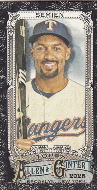 2025 Topps Allen & Ginter Black Border Mini #212 Marcus Semien Texas Rangers