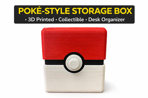 Poké-Style Deck Box – 3D Printed Collectible Case Red & White Desk Organizer