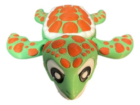 3D Printed Sea Turtle Figure – Articulated Multi-Color Ocean Animal