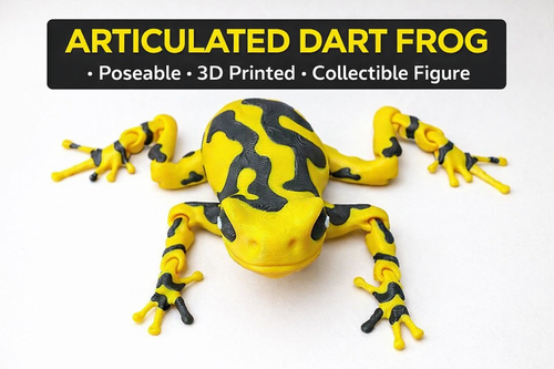 3D Printed Yellow Dart Frog – Articulated Multi-Color Animal