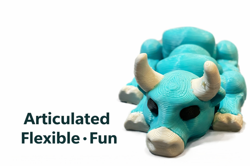 3D Printed Lazy Bull  Figure – Articulated Multi-Color Farm Animal