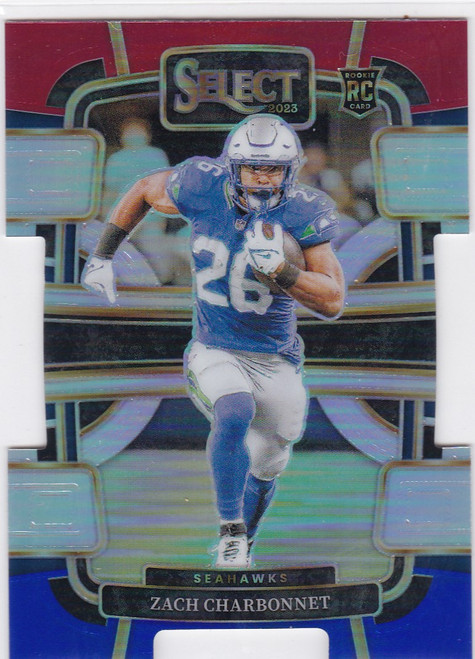2023 Panini Select #86 Zach Charbonnet RC Red Blue Die Cut Seattle Seahawks