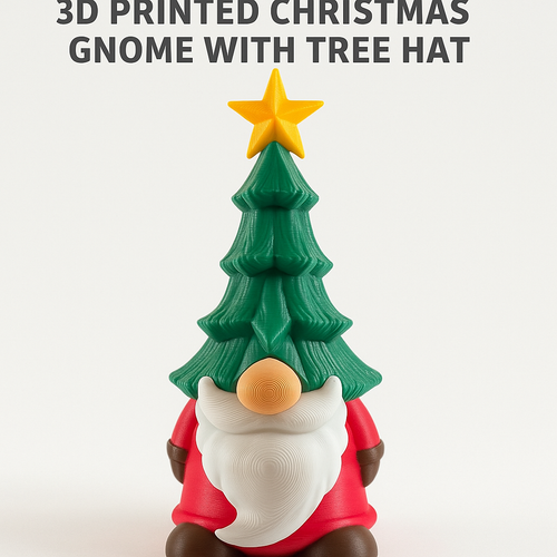 3D Printed Pinehead Gnome – 3D Printed Christmas Gnome with Tree Hat