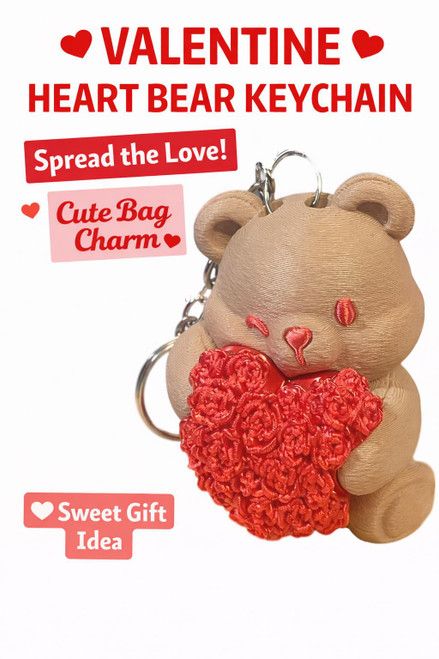 Heart Bear Keychain | Valentine Teddy Bear with Heart | Love Keychain Bag Charm