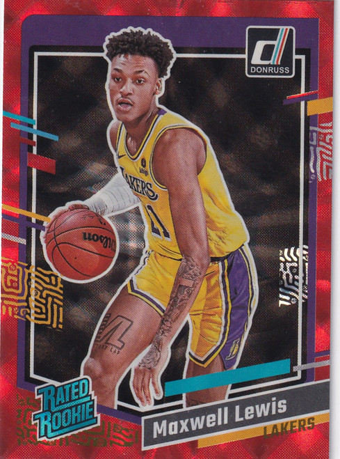 2023-24 DONRUSS #235 MAXWELL LEWIS RED HOLO- LOS ANGELES LAKERS