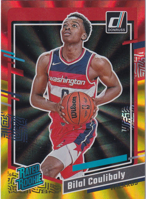 2023-24 DONRUSS #225 BILAL COULIBALY RED & YELLOW LAZER- WASHINGTON WIZARDS