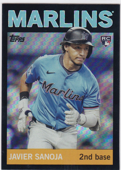 2025 Topps Archives Black Foil #8 Javier Sanoja RC Miami Marlins