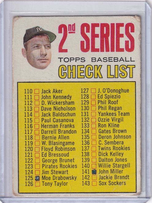 1967 Topps Baseball #103 Checklist (#110-196) Mickey Mantle - New York Yankees