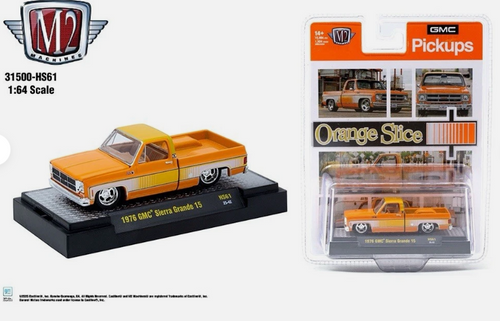 M2 Machines 1:64 1976 GMC Sierra Grande 15 Orange Slice Rel HS61