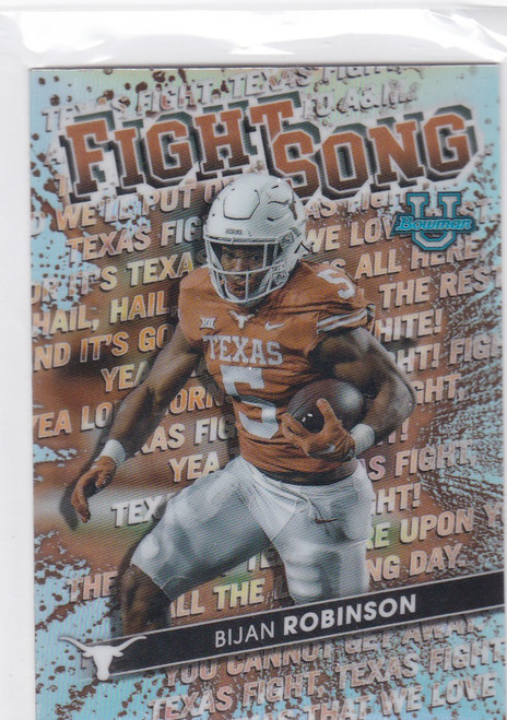 2022 TOPPS BOWMAN #FS-17 BIJAN ROBINSON FIGHT SONG REFRACTOR- ATLANTA FALCONS