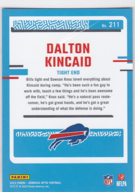 2023 DONRUSS OPTIC #211 DALTON KINCAID- BUFFALO BILLS