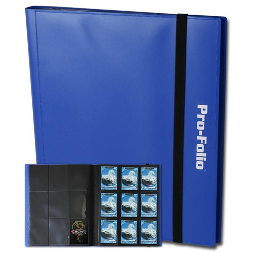 BCW PRO-FOLIO 9-POCKET ALBUM - BLUE (Holds 360 Cards 9 Pocket Double Pages