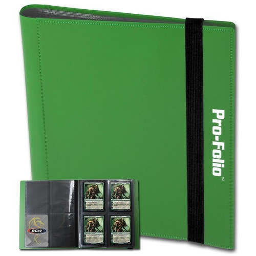 BCW PRO-FOLIO 4-POCKET ALBUM - GREEN (Holds 160 Cards 4 Pocket Double Pages