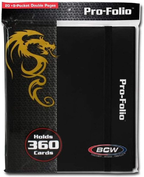 BCW PRO-FOLIO 9-POCKET ALBUM - BLACK (Holds 360 Cards 9 Pocket Double Pages