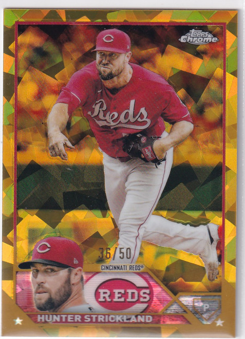 2023 TOPPS SAPPHIRE #652 HUNTER STRICKLAND GOLD 36/50- CINCINNATI REDS