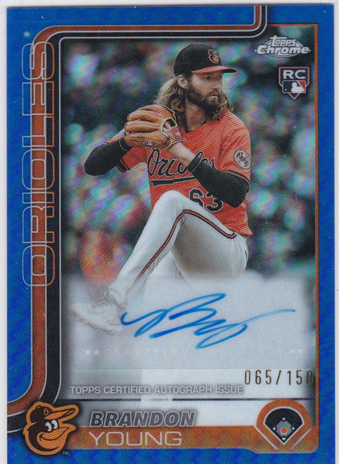 2025 Topps Chrome #AC-BY Brandon Young BLUE AUTO 065/150 Baltimore Orioles