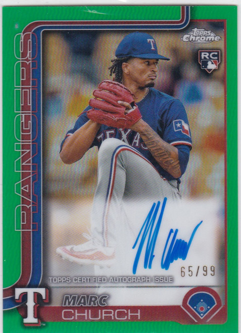2025 Topps Chrome #RA-MAC Marc Church Green Auto 65/99 Texas Rangers