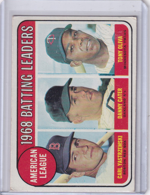 1969 Topps Baseball #1 A.L. 1968 Batting Leaders - Carl Yastrzemski/Cater/Oliva