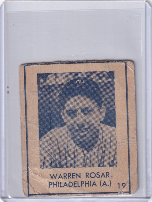 1948 R346 Blue Tint #19 Warren Rosar - Philadelphia Athletics
