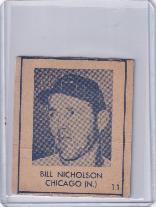 1948 R346 Blue Tint #11 Bill Nicholson - Chicago Cubs