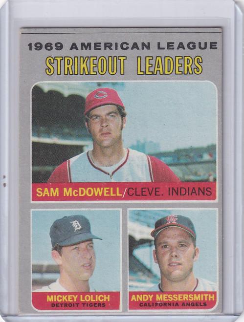 1970 Topps Baseball #72 AL 1969 Strikeout Leaders - McDowell/Lolich/Messersmith
