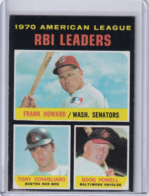 1971 Topps Baseball #63 AL 1970 RBI Leaders - Howard / Conigliaro / Powell