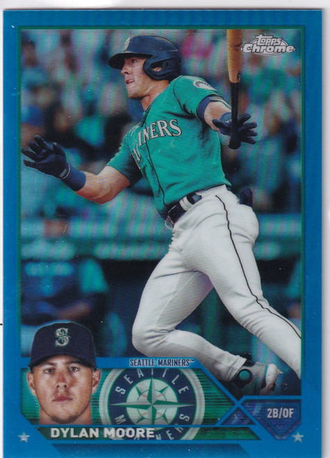 2023 TOPPS CHROME #USC179 DYLAN MOORE BLUE 32/150- SEATTLE MAINERS