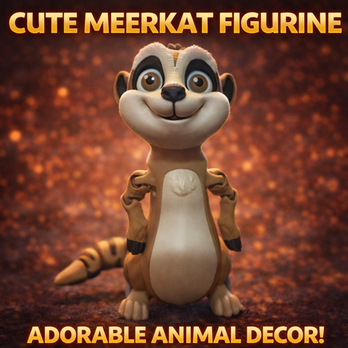 Cute Meerkat Figurine Standing Animal Desk Shelf Decor 3D Printed