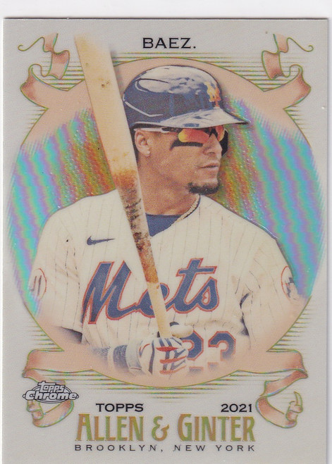 2021 TOPPS CHROME ALLEN & GINTER #65 JAVIER BAEZ REFRACTOR- LOS ANGELES DODGERS