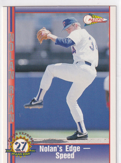 1993 PACIFIC #213 NOLAN RYAN EDGE SPEED- TEXAS RANGERS