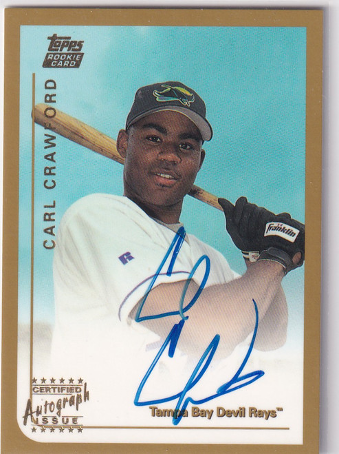 1999 TOPPS #T75 CARL CRAWFORD AUTO- TAMPA BAY RAYS