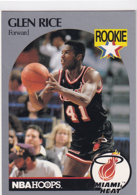 1990 HOOPS #168 GLEN RICE ROOKIE- MIAMI HEAT