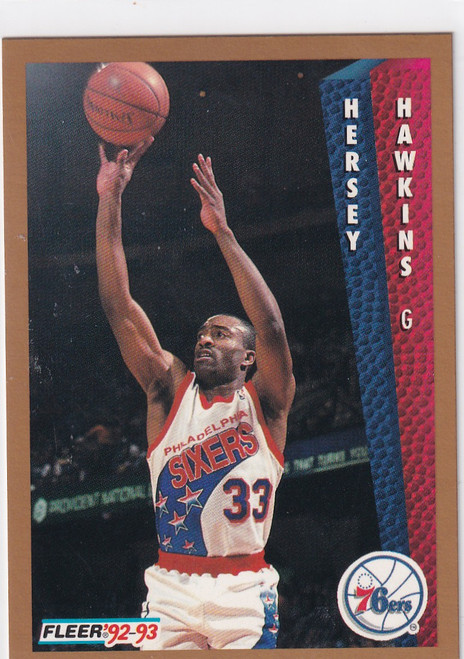 1992 FLEER #170 HERSEY HAWKINS- PHILADELPHIA 76ERS