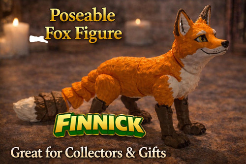 Finnick Fox Figure Articulated 3D Printed Woodland Animal Collectible Toy
