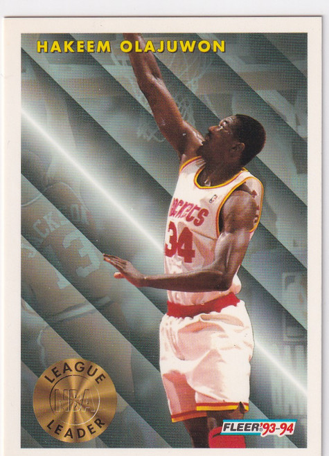1993 FLEER #225 HAKEEM OLAJUWON LEAGUE LEADER- HOUSTON ROCKETS