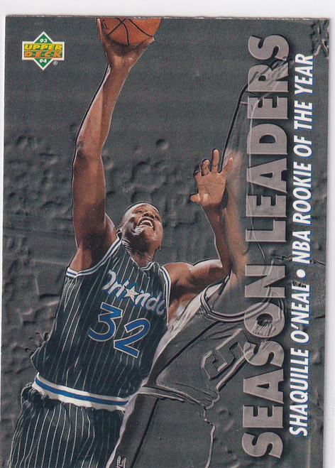 1993 UPPER DECK #177 SHAQUILLE ONEAL SEASON LEADERS- ORLANDO MAGIC