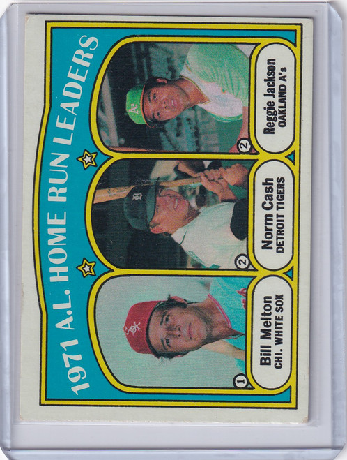 1972 Topps Baseball #90 1971 A.L. Home Run Leaders Melton / Cash / Jackson