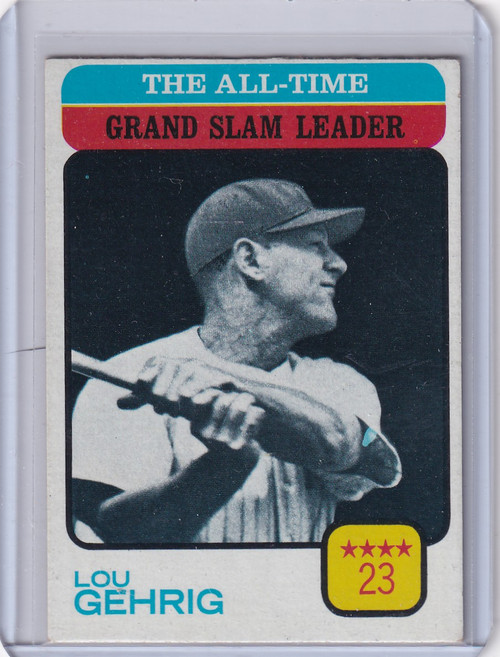 1973 Topps Baseball #472 All-Time Grand Slam Leaders - Lou Gehrig