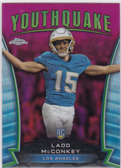 2024 Topps Chrome #Y-20 Ladd McConkey Pink Youthquake RC Chargers