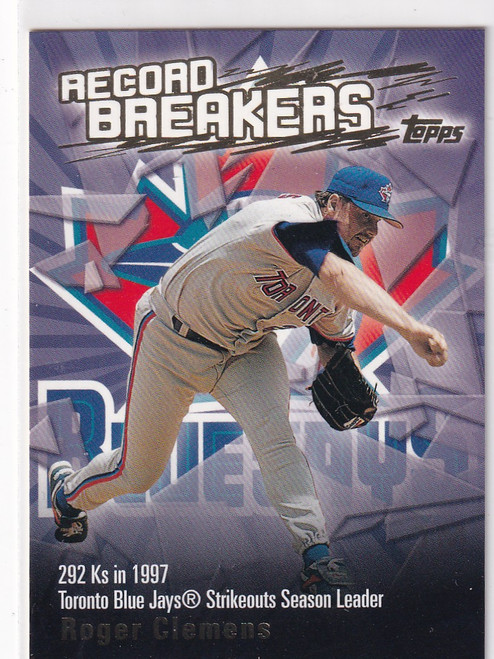 2002 TOPPS #RB-RC- ROGER CLEMENS RECORD BREAKERS- TORONTO BLUE JAYS