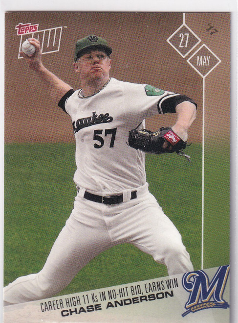 2017 TOPPS NOW #189 CHASE ANDERSON- MILWAUKEE BREWERS