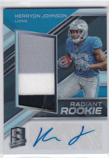 2018 Panini Spectra #RR-KJ Kerryon Johnson Radiant Rookie RPA 21/199 Lions