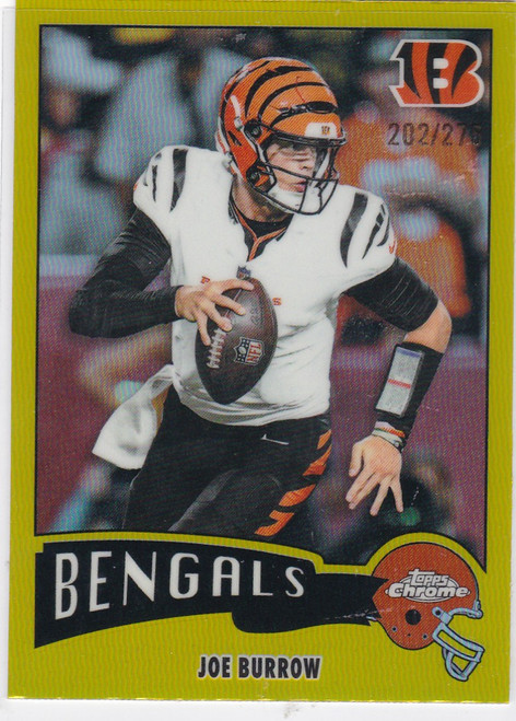 2025 Topps Chrome #1975-7 Joe Burrow Yellow Refractor 202/275 Bengals