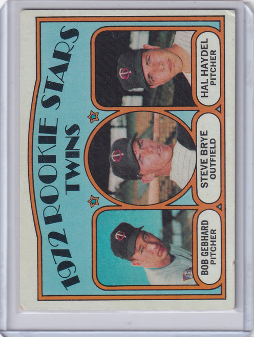 1972 Topps Baseball #28 Twins 1972 Rookie Stars Gebhard / Brye / Haydel